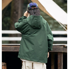 Unisex Jacket Shell Jacket Casual Hooded Coat Loose Windproof Jacket