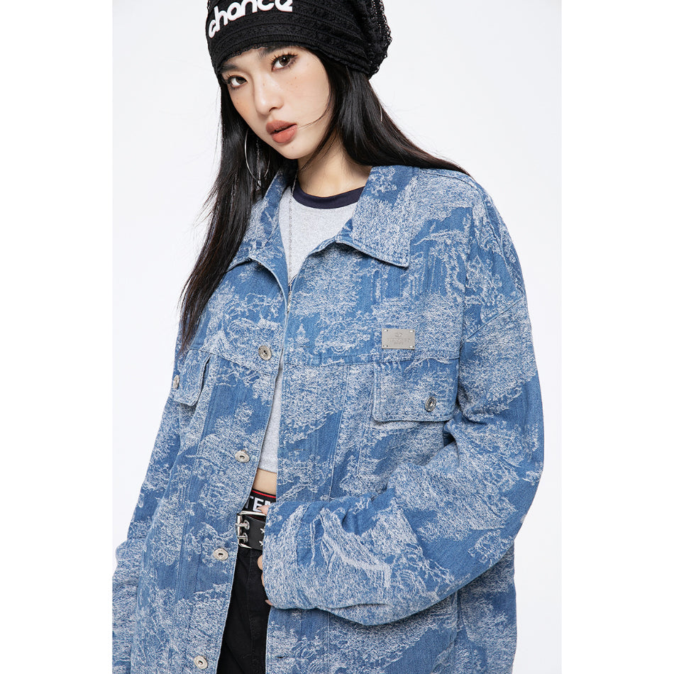 Unisex Jacket Men and Women Couple Loose Retro Washed Denim Jacket