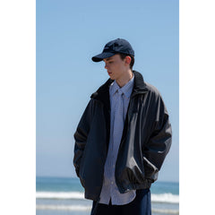 Unisex Jacket Vintage Double-Sided Men's Stand Collar Spring and Autumn Coat