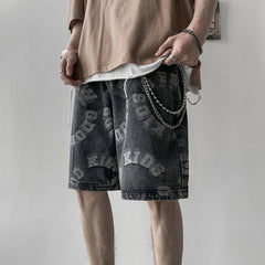 Men Jeans Summer Denim Shorts Loose Straight Casual Shorts