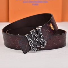 Amiri Belt dark brown CC texture Golden deer logo
