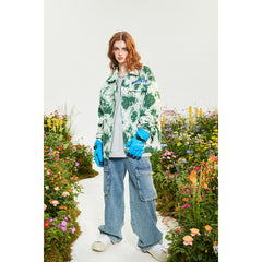 Unisex Jacket Autumn Floral Embroidered Jacket Lapel Overalls