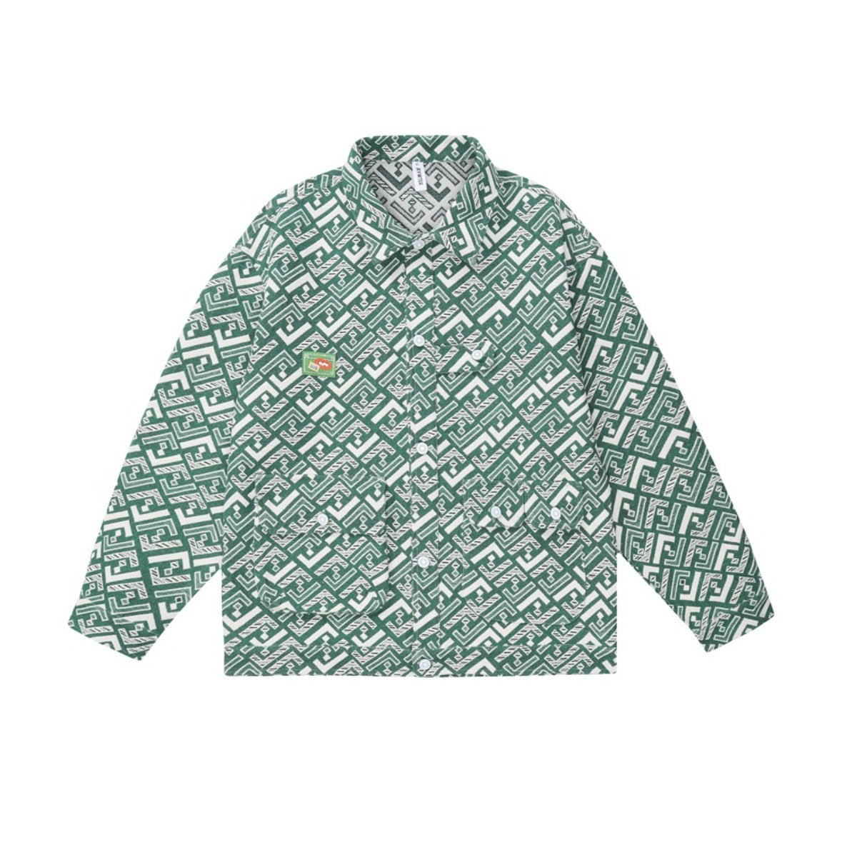 Unisex Jacket Couple Jacquard Fabric Spring and Summer Turn-down Collar Coat