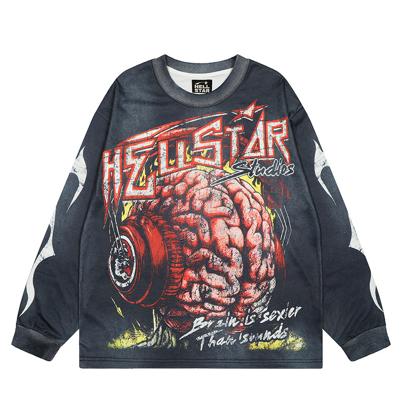 Hellstar Long Sleeve Shirts Hip-hop loose oversize