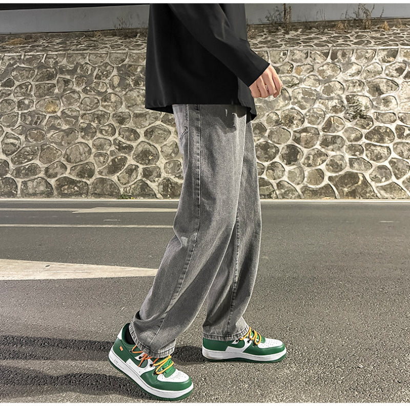 Men Jeans Loose Wide Leg Pants Spring Straight-Leg Trousers Men