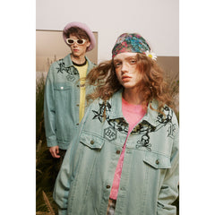 Unisex Jacket Vintage Denim Jacket Baggy Coat