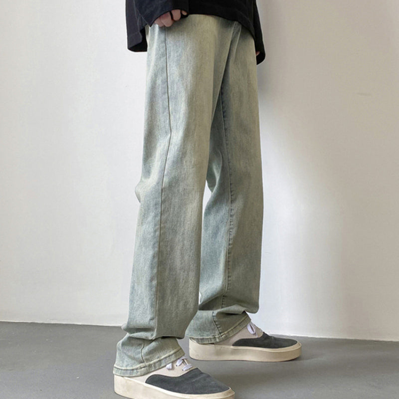 Men Jeans Washed Worn Jeans Male Hiphop Baggy Straight Trousers