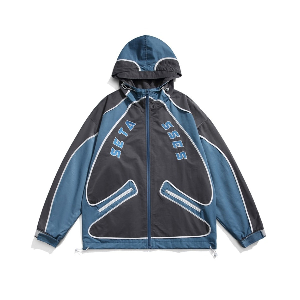 Unisex Jacket Retro Patchwork Contrast Color Sports Jacket