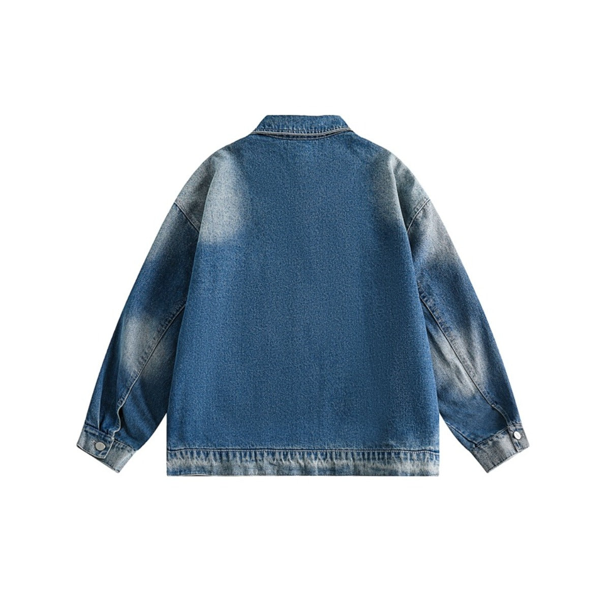 Unisex Jacket Retro Washed Denim Jacket Men's and Women's Turn-down Collar Coat Denim Jacket