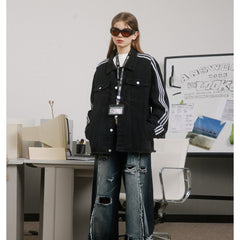 Unisex Jacket Retro Loose Black Denim Jacket Jacket
