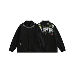 Unisex Jacket Vintage Floral Embroidered Casual Jacket