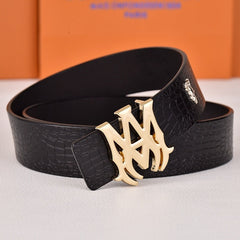 Amiri Belt Black crocodile pattern Golden deer logo