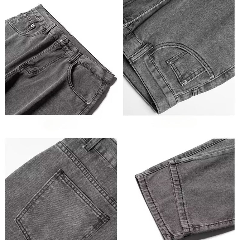 Men Jeans Loose Wide Leg Pants Spring Straight-Leg Trousers Men