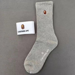 Bape Socks Embroidered Socks Black and White Grey