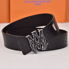 Amiri Belt Black crocodile pattern Golden deer logo