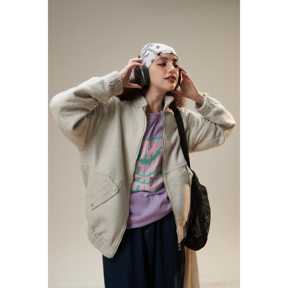 Unisex Jacket Autumn Vintage Stand Collar Jacket Loose Overalls
