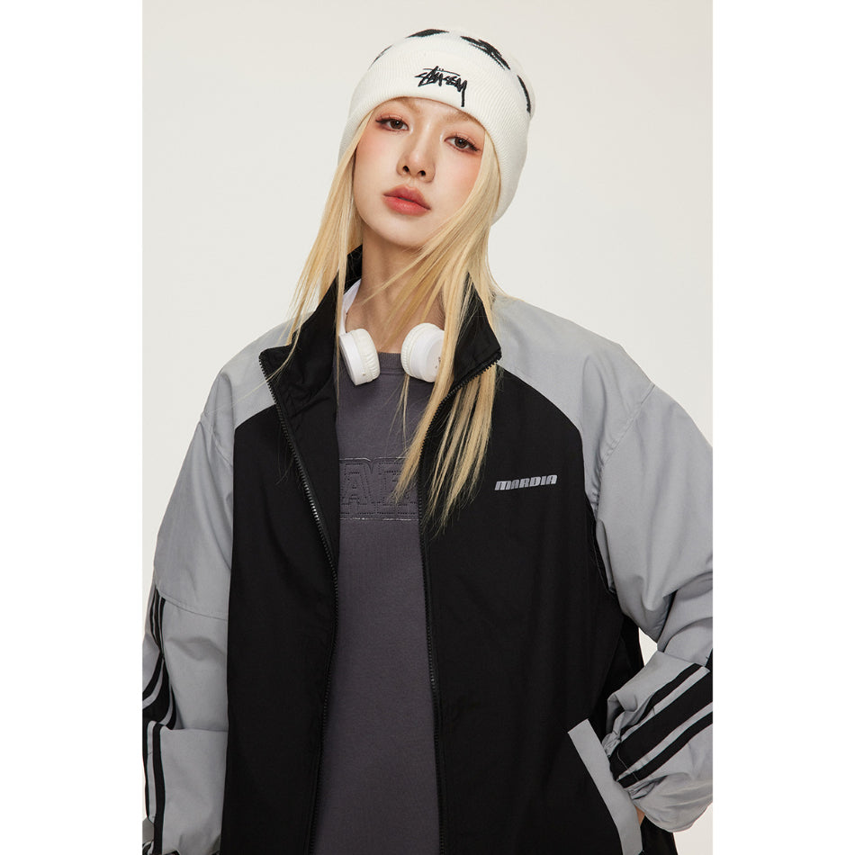 Unisex Jacket Spring and Autumn Vintage Coat Men's and Women's Tops Stand Collar Multicolor Jacket