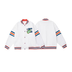 Unisex Jacket Spring and Autumn Embroidered Casual Jacket Men's and Women's Couple's Tops White Baseball Jacket