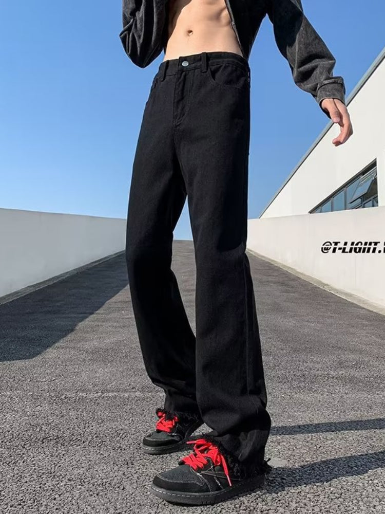 Men Jeans Clean Fit Brown Jeans Men's Slim Straight Skinny Overalls