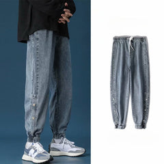 Men Jeans Loose Straight Wide Leg Summer Casual Trousers