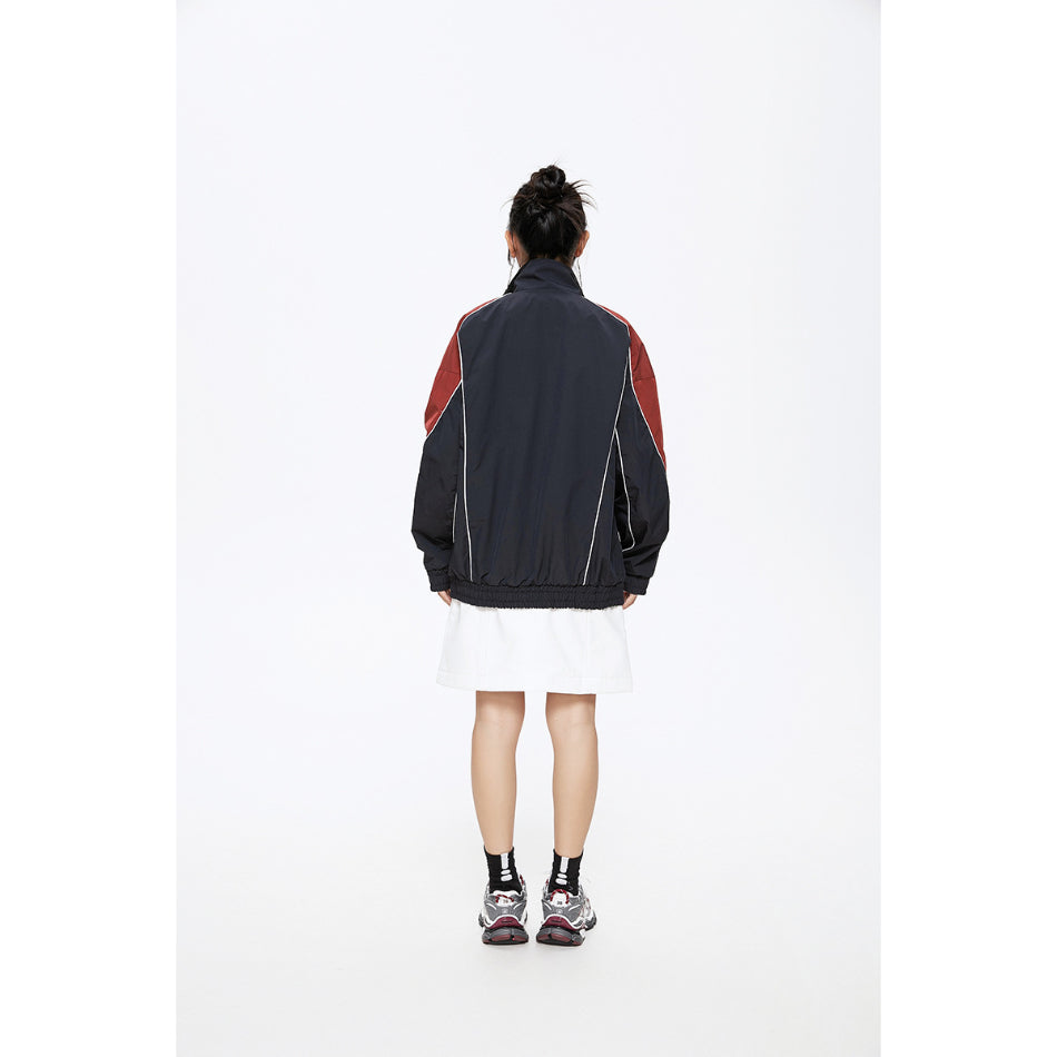 Unisex Jacket Vintage Sports Stand Collar Jacket Loose Spring and Autumn Coat