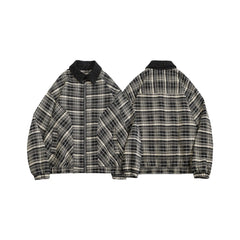 Unisex Jacket Vintage Plaid Coat Men's and Women's Loose Cargo Jacket