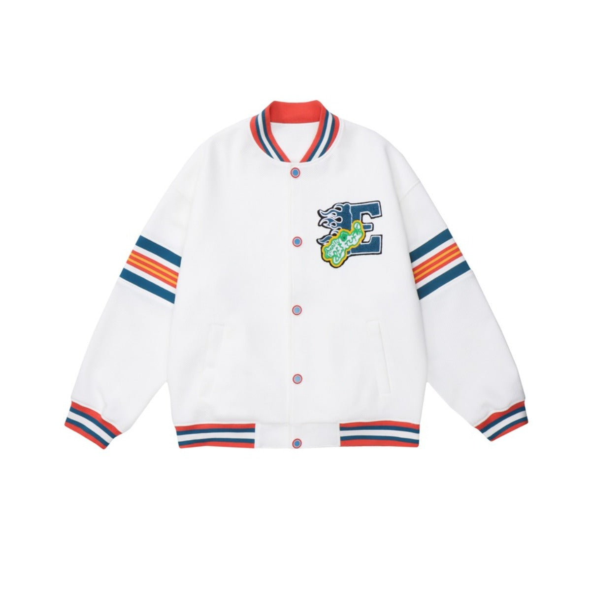 Unisex Jacket Spring and Autumn Embroidered Casual Jacket Men's and Women's Couple's Tops White Baseball Jacket