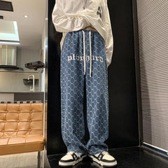 Men Jeans Vintage Jeans Men's Autumn Loose Straight Wide-Leg Pants Casual Pants