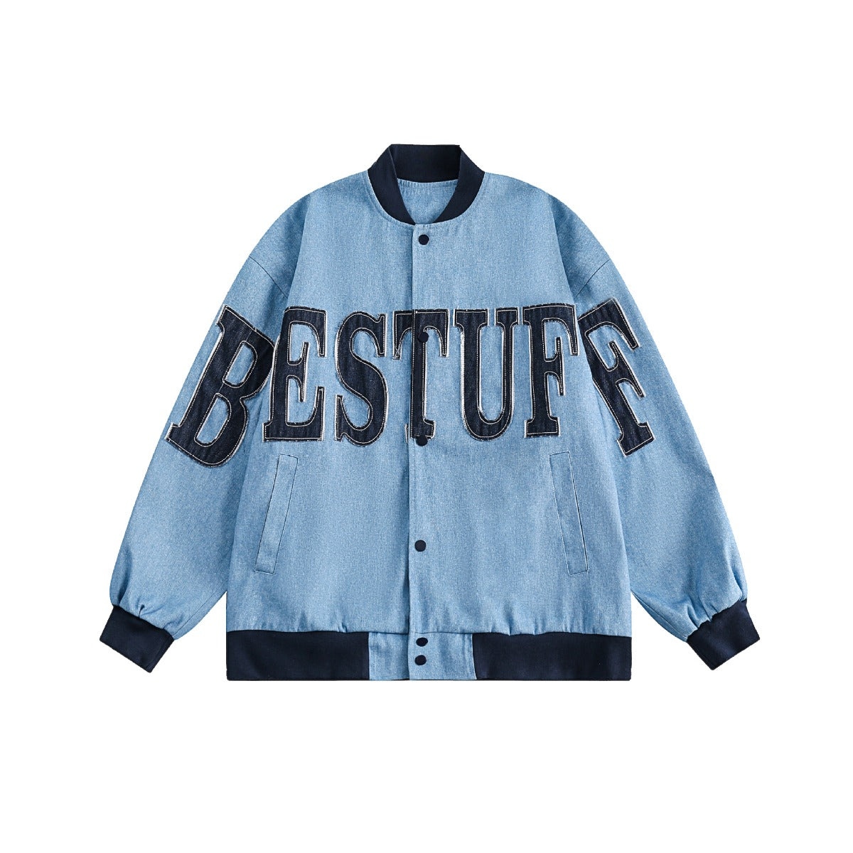 Unisex Jacket Vintage Patch Embroidery Tooling Jacket Loose Baseball Collar Coat