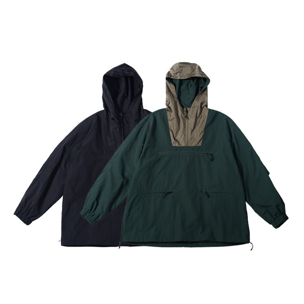 Unisex Jacket Casual Loose-Fitting Hoodie Jacket Men's Splicing Machine Wind Jacket