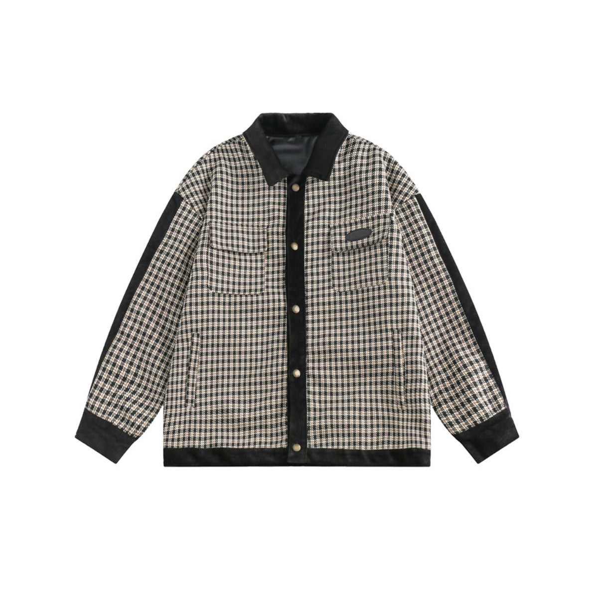 Unisex Jacket Houndstooth Jacket Men and Women Couple Loose Lapels Plaid Jacket