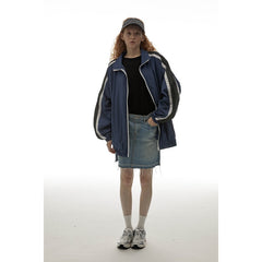 Unisex Jacket Vintage Loose Multicolor Exercise Hooded Coat Men's and Women's Stand Collar Jacket