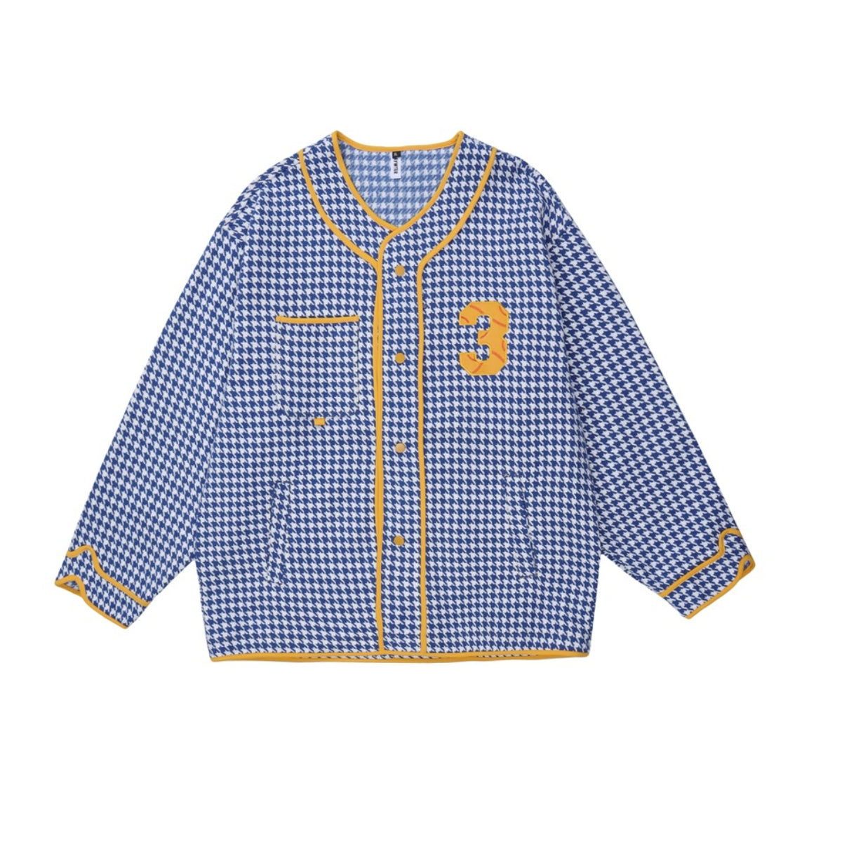 Unisex Jacket Baseball Clothing Jacket Men and Women Couple's Collarless Houndstooth Design Jacket