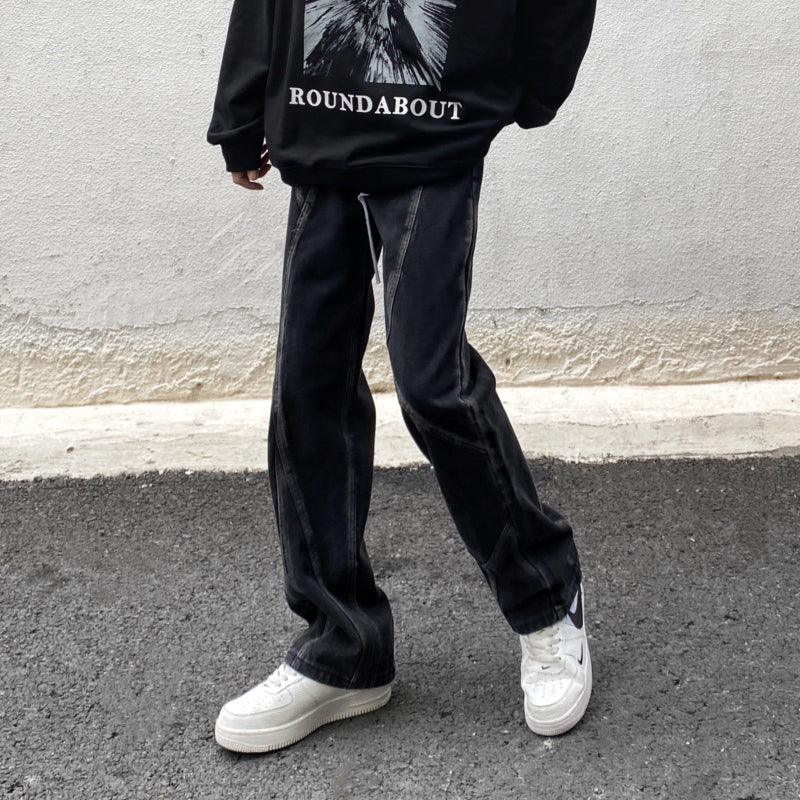 Men Jeans Vintage Jeans Straight Loose Pants