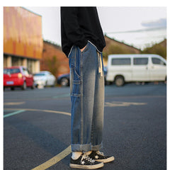 Men Jeans Washed Cargo Pants