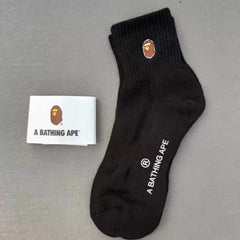 Bape Socks Embroidered Socks Black and White Grey