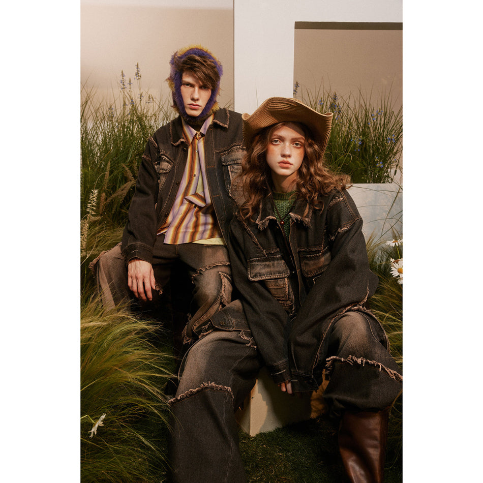 Unisex Jacket West Denim Retro Workwear Coat Jacket
