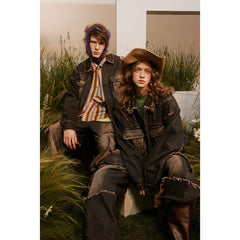 Unisex Jacket West Denim Retro Workwear Coat Jacket