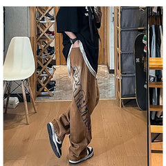 Men Jeans Vintage Brown Jeans Oversize Overalls