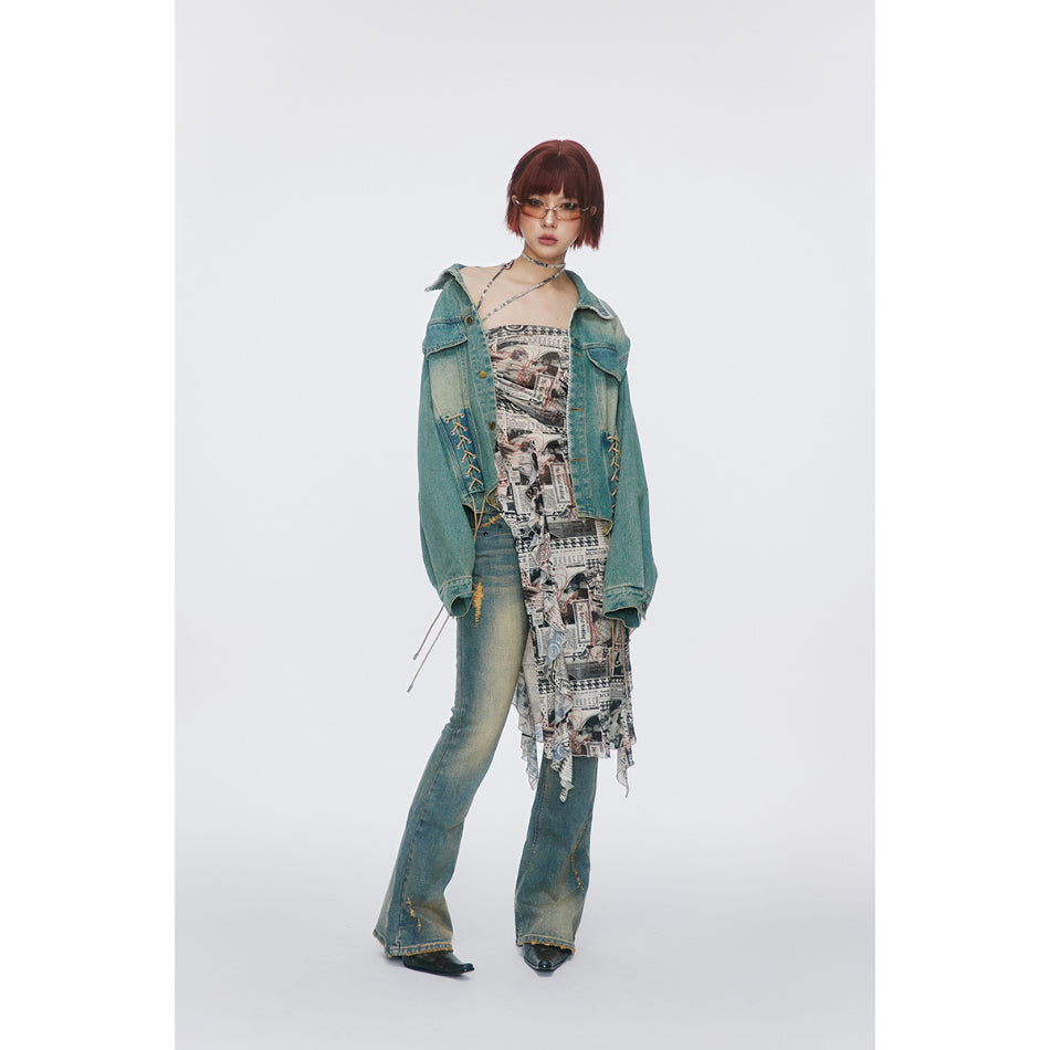 Unisex Jacket Retro Washed Denim Jacket Coat