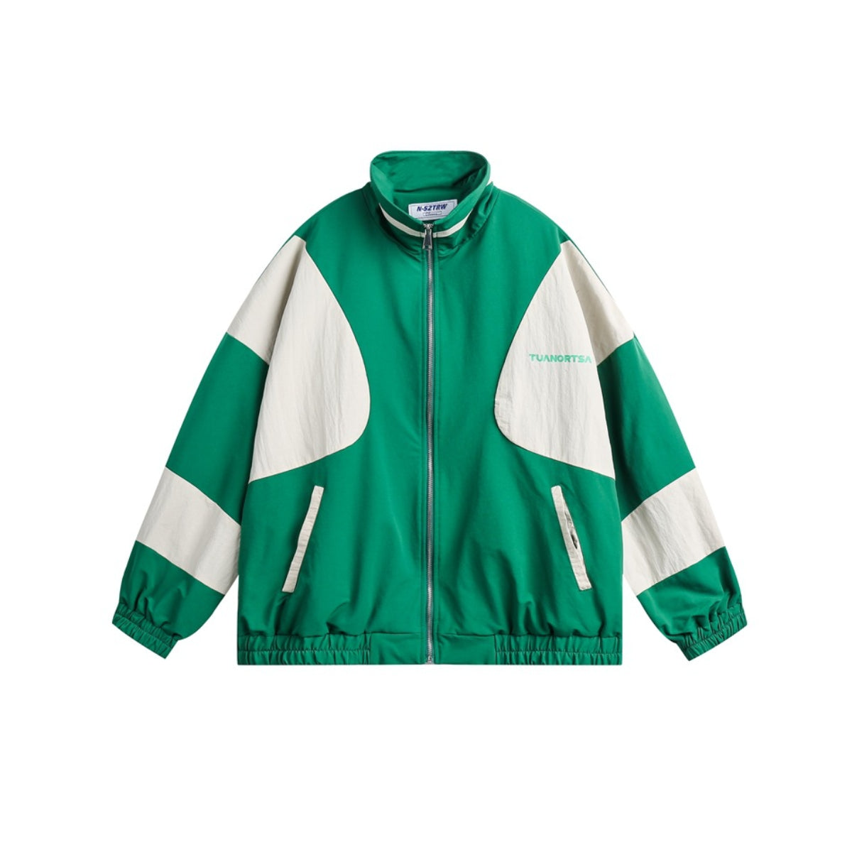 Unisex Jacket Vintage Colorblock Hood Coat Loose Sports Top