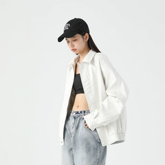 Unisex Jacket Vintage PU Leather Jacket Men's Loose Lapels Faux Leather Jacket