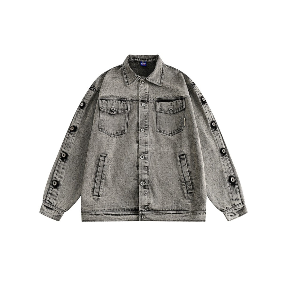 Unisex Jacket Retro Washed Denim Jacket Turn-down Collar Coat