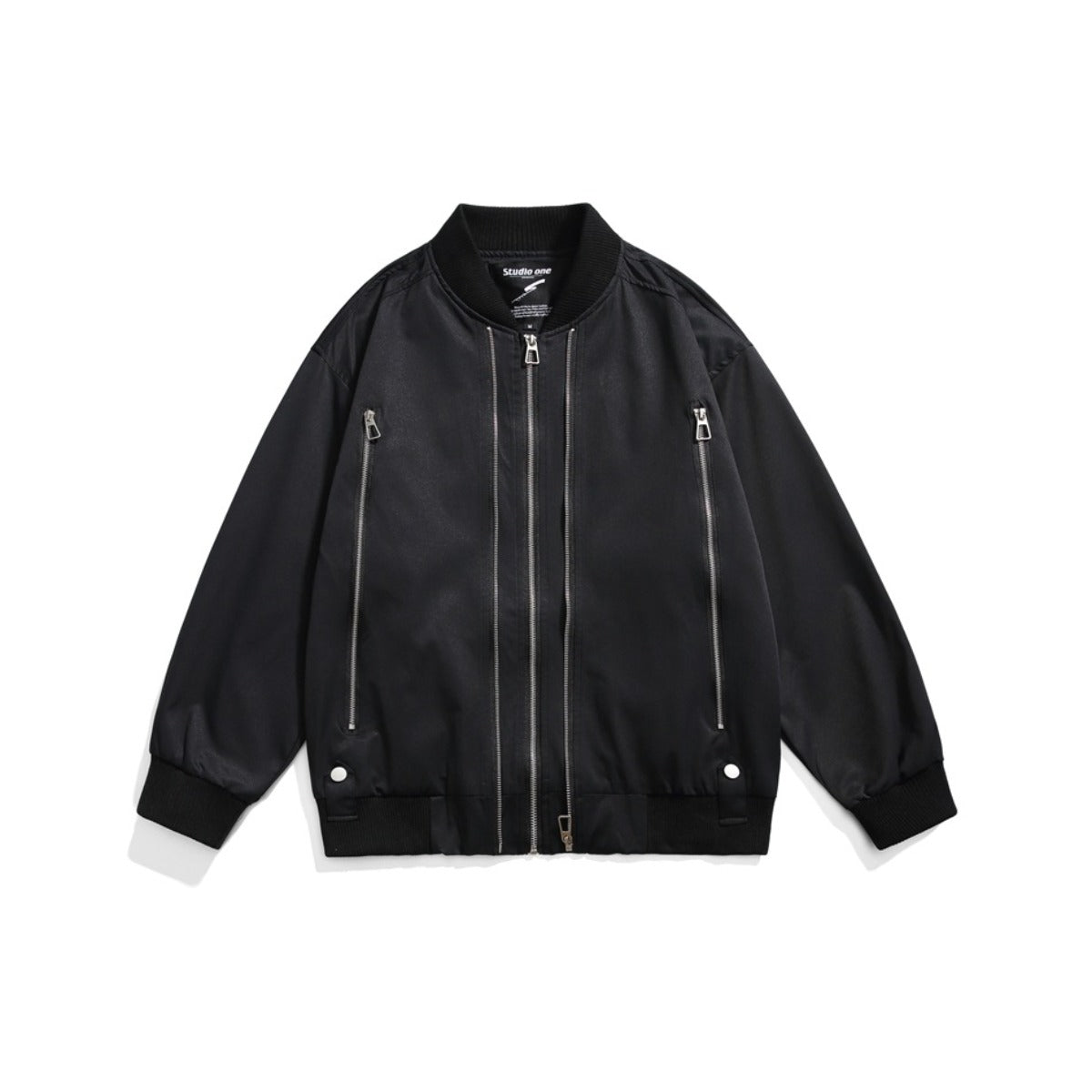 Unisex Jacket Zipper Decorations Vintage Overalls Jacket Men and Women Loose Jacket