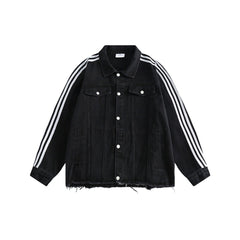 Unisex Jacket Retro Loose Black Denim Jacket Men and Women Couple Jacket