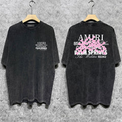 Amiri Washed Distressed T Shirt Printed Trendy Pure Cotton