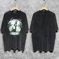 Amiri Washed Distressed T Shirt Printed Trendy Pure Cotton