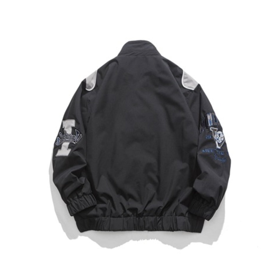 Unisex Jacket Hip-Hop Street Embroidery Multicolor Jacket Stand Collar Motorcycle Jacket
