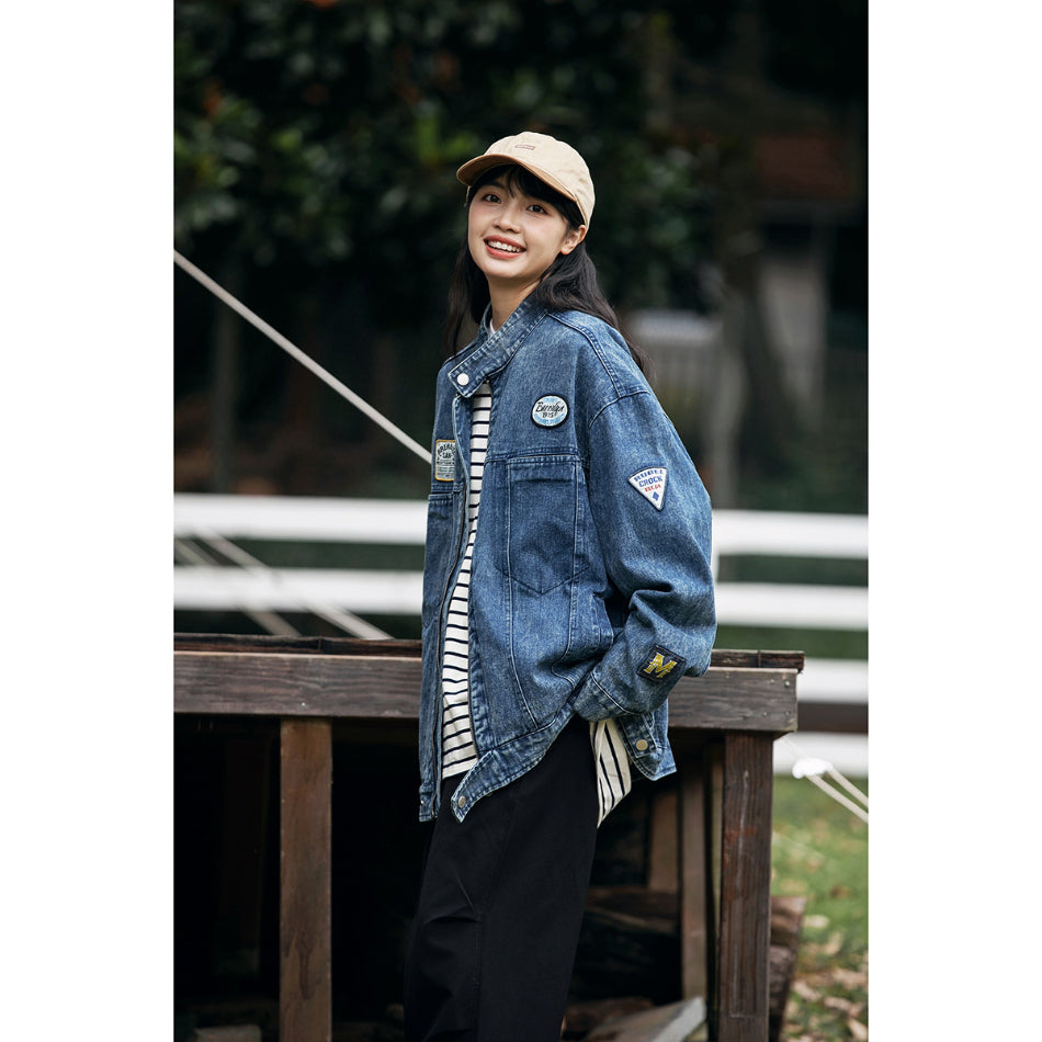 Unisex Jacket Vintage Denim Jacket Men's and Women's Same Washed Jacket Coat