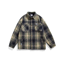 Unisex Jacket Retro Plaid Shirt Men and Women Loose Jacket